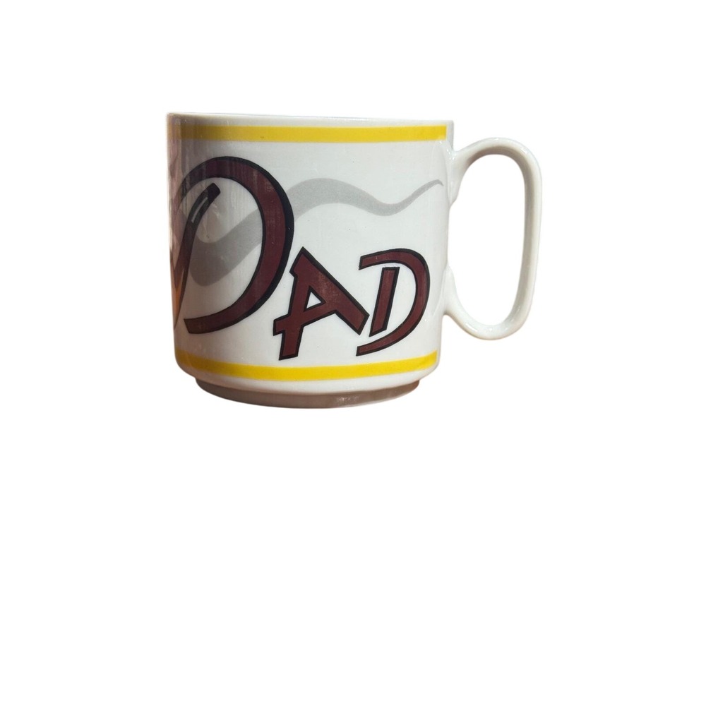 Vintage Father's Day Coffee Mug Dad with pipe  White